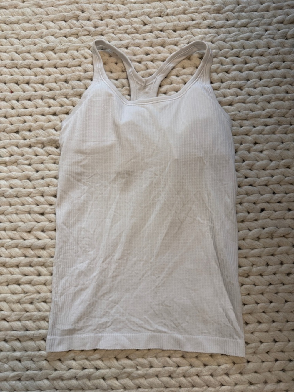 lululemon athletica Ebb to street White Ribbed Racerback Tank